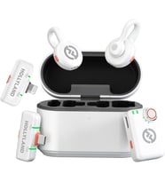 Hollyland Lark M2S Ultimate Combo (Kamera RX+Yıldırım RX+Tip-C RX) iPhone/Kamera/Android/PC, Kompakt Mikrofon, Titanyum Klip, Gürültü Engelleme, Vlog (Buzul Beyazı) için Kablosuz Yaka Mikrofonu