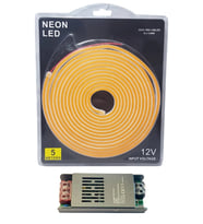 5 Metre 12 Volt 6x12 mm Esnek Amber Neon Led 5A Slim Trafo Set