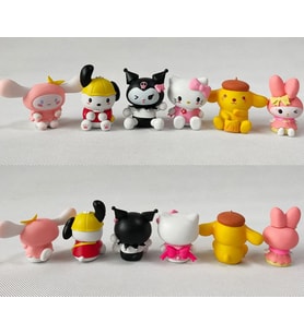 Kuromi My Melody Cinnamoroll Pochacco Pompompurin Hello Kitty 6 Parça Figür Seti
