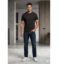 Erkek Siyah Tshirt standart fit pamuk