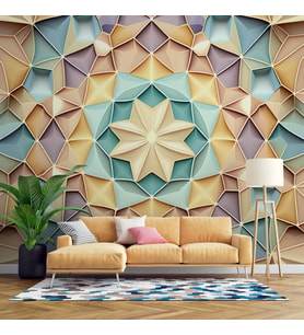 Renkli Geometrik Desenli Renkli Duvar Kağıdı Baskı