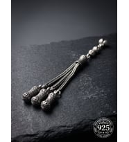 925 Ayar Gümüş Otantik İşleme Vazo Model 3lü Zincir Tesbih Püskülü