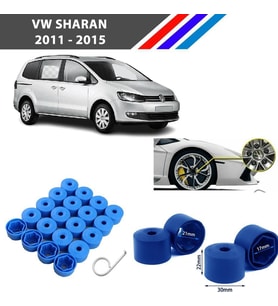 Otozet - VW Sharan Bijon Civata Kapağı Mavi Renk 20 Adetli Set 17mm 1K06011739B9