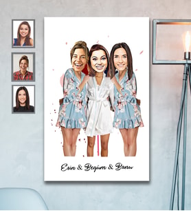 Kişiye Özel Bride To Be Bekarlığa Veda Karikatürlü Ahşap Tablo 30x47 Mod3