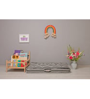 %100 Organik Yatak, Fransız Tarzı El Yapımı Bebek ve Çocuk Yatağı, Dekoratif Minder / Striped Siyah-Beyaz 60x120x15 cm