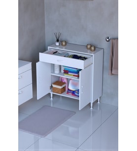 Eliusta Fre 80 cm Çok Amaçlı Dolap 1 Raflı Tek Çekmeceli Banyo Mutfak Dolabı 80x88x32,5 cm Organizer Dolap (Beyaz)