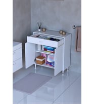 Eliusta Fre 80 cm Çok Amaçlı Dolap 1 Raflı Tek Çekmeceli Banyo Mutfak Dolabı 80x88x32,5 cm Organizer Dolap (Beyaz)