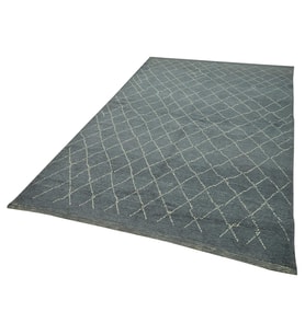 Gri El Dokuma Salon Halısı Füme Gri Modern Geometrik Desenli Yumuşak Doku Yatak Odası