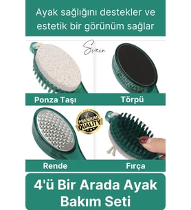 Premium Ayak Topuk Bakım Aleti Çok Fonksiyonlu Fırçalı Set Topuk Taşı Törpü Rende Kum Ponza Taşı