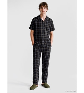 LC WAIKIKI Siyah Ekose Desenli Erkek Pijama Takımı