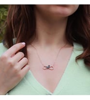 Renkli Zİrkon Taşlı Kelebek Detaylı Sonsuzluk Rose Gold Kaplama Gümüş Kolye