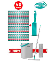 SMARTER TÜY TOPLAYICI 40 ADET YEDEK RULO APARAT VE AQUA STAR YEDEKLİ HEDİYELİ MOP PASPAS