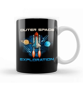 Outer Space Exploration Rocket Astronaut Kupa Bardak Porselen