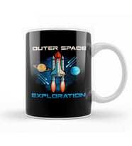 Outer Space Exploration Rocket Astronaut Kupa Bardak Porselen