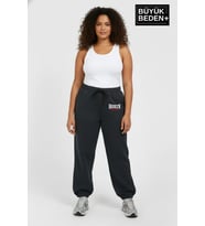 Kadın Büyük Beden BROOKLYN 1970 Baskılı Paça Lastikli Jogger İnce Eşofman Altı SPR26BEAK951-3 (Füme)