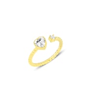 Gümüş altın yaldızlı zirkon taşlı kalp modeli ayarlamalı yüzük SGTL12180GOLD (Rose)