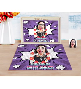 BK Gift Kişiye Özel Dünyanın En İyi Annesi Karikatürlü 1000 Parça Profesyonel Puzzle-1