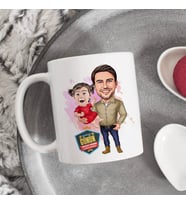Yakışıklı Baba ve Kızı Karikatürlü Kupa Bardak