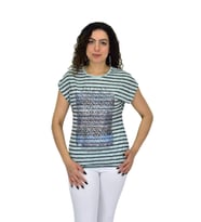 Kadın Kısa Kol Baskılı Bluz BGL-ST04707