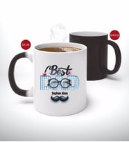 BK Gift Kişiye Özel Babalar Günü Hediyesi Best Dad Tasarımlı Sihirli Kupa Bardak-1 (Beyaz)