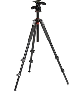 Manfrotto Kiti Alüminyum 3 Yollu Başlı 3 Bölümlü Tripod, Profesyonel Fotoğraf Aksesuarları Kiti, Kam