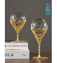 Odyssey  2'li Pirinç Deve Kuşu Ayağı Dekoratif Kristal Top Küre (Rose Gold Altın)