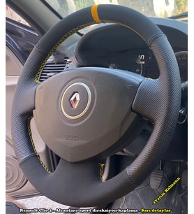 Clio 2 Araca Özel Direksiyon Kılıfı (Noktalı Nubuk Yüzüklü) (Karışık)