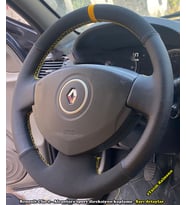 Clio 2 Araca Özel Direksiyon Kılıfı (Noktalı Nubuk Yüzüklü) (Karışık)