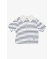 Breeze Kız Çocuk Crop Tişört Fermuarlı Çizgili 9-14 Yaş, Beyaz