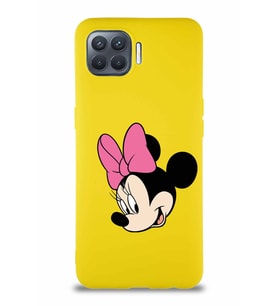 Oppo Reno 4 Lite Soft Premier Kapak Minnie Mouse-B Tasarımlı Silikon Kılıf - Sarı (Şeffaf)