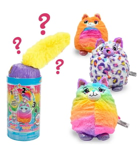 Misfittens Sürpriz Peluş S4 Mor Kapak Gökkuşağı Renkli ve Sürpriz Paket pofuduk Kedi Serisi