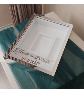 30x40 Cm Gümüş Pleksi Kaplı Fotoğraf Bölümlü Anı Çerçevesi! İsimli Ledsiz! Ayna Çerçeve!(Fotoğraf Hediye)
