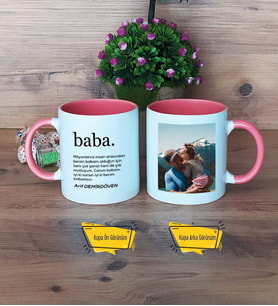 Babaya Hediye Kupa Bardak Pembe Fotoğraflı Babalar Günü Doğum Günü Hediyesi