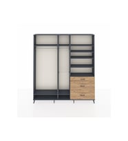 Arges Dolap 9 Raflı 3 Çekmeceli 3 Askılı 220x30x243 Antrasit-Antrasit/Çam