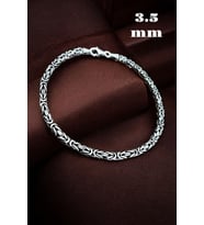 925 Ayar Gümüş Kare Kral Bileklik 3.5 mm
