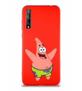 Huawei Y8P Soft Premier Kapak Patrick Yıldız Tasarımlı Silikon Kılıf - Kırmızı (Şeffaf)