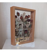 Ledli İsimli 30x40 cm BAMBU Çift Yönlü Anı Çerçevesi! Gül Kutusu Şeffaf Gül Kutusu