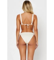 Kadın Bikini Takımı Üçgen Kesim Kapsız Üst Yüksek Bel Bağlamalı Yan Slip Alt Örme Kumaş Düz Regular