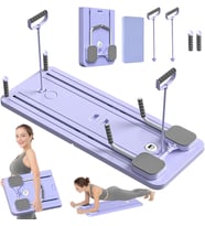 Pilates Board - 2024 Pilates Reformer Seti, Ev için Çok Amaçlı Katlanabilir Pilates Reformer Tahtası, 5'i 1 Arada Pilates Sürgülü Tahtası