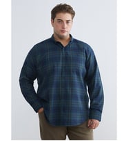 LCWAIKIKI Classic Yeşil Regular Fit Uzun Kollu Ekose Gabardin Erkek Gömlek