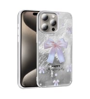 iPhone 15 Pro Max Kılıf Parlak Desenli İnce Tasarım Mep Kapak (Gri-Leopar)