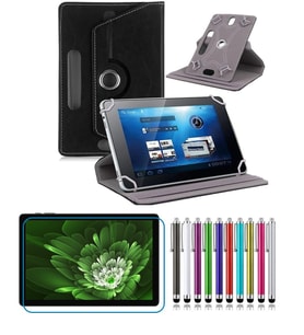 Philip s T7305 10.1” Tablet Uyumlu UNİVERSAL Dönerli Standlı Tablet Kılıfı +Dokunmatik Kalem (Siyah)