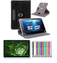 Philip s T7305 10.1” Tablet Uyumlu UNİVERSAL Dönerli Standlı Tablet Kılıfı +Dokunmatik Kalem (Siyah)