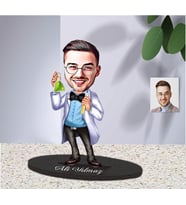 Kimya Öğretmeni Tasarım Karikatürlü Kişiye Özel Ahşap Biblo Bay-02