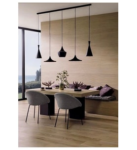 Siyah Metal 4’lü Sarkıt E27 Duy Sıralı Masaüstü Aydınlatma Tom Dixon Beat Stil Tavan Sarkıt Avize