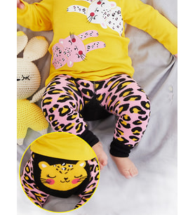 Leopar Kız Bebek Pembe Tayt-Pantolon (Çok Renkli)