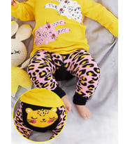 Leopar Kız Bebek Pembe Tayt-Pantolon (Çok Renkli)