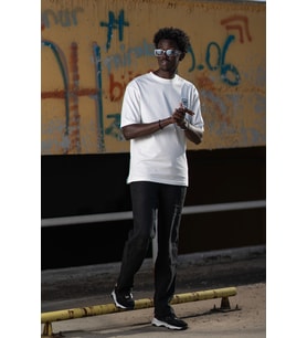 Bisiklet Yaka %100 Pamuklu Küçük Baskılı Oversize (Geniş Model) T-shirt (Beyaz)