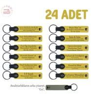Sarı & Gri, Din Kültürü Öğretmeninden Öğrencilerine Hediye, 24’lü Set, Kişiye Özel Yazılı Anahtarlık