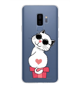 Samsung Galaxy S9 Plus Kapak Cool Cat Tasarımlı Şeffaf Silikon Kılıf
